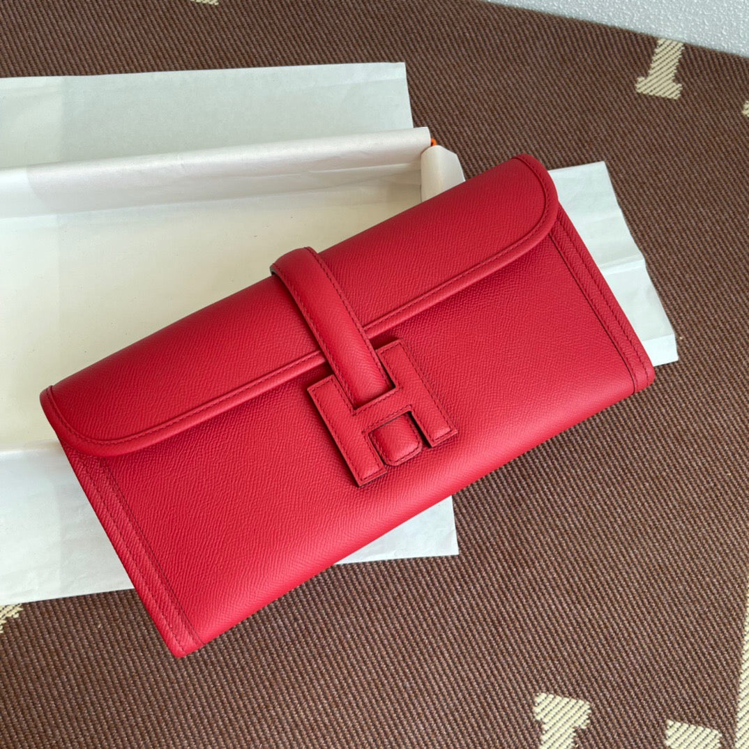 Hermes Jige Elan 29 Clutch Bag In Red Epsom Leather