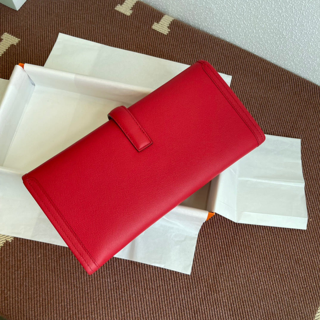 Hermes Jige Elan 29 Clutch Bag In Red Epsom Leather