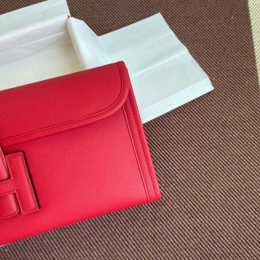 Hermes Jige Elan 29 Clutch Bag In Red Epsom Leather