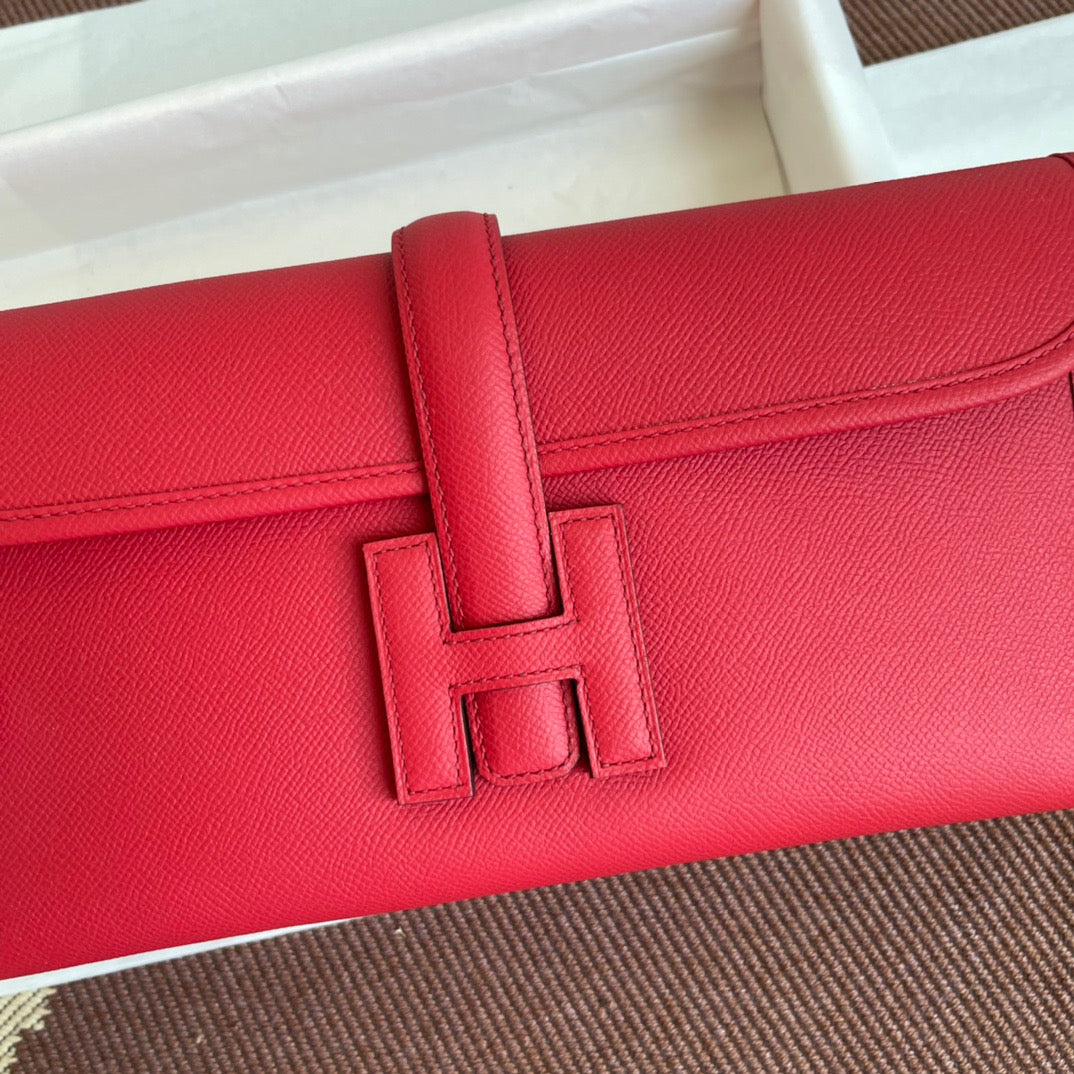 Hermes Jige Elan 29 Clutch Bag In Red Epsom Leather