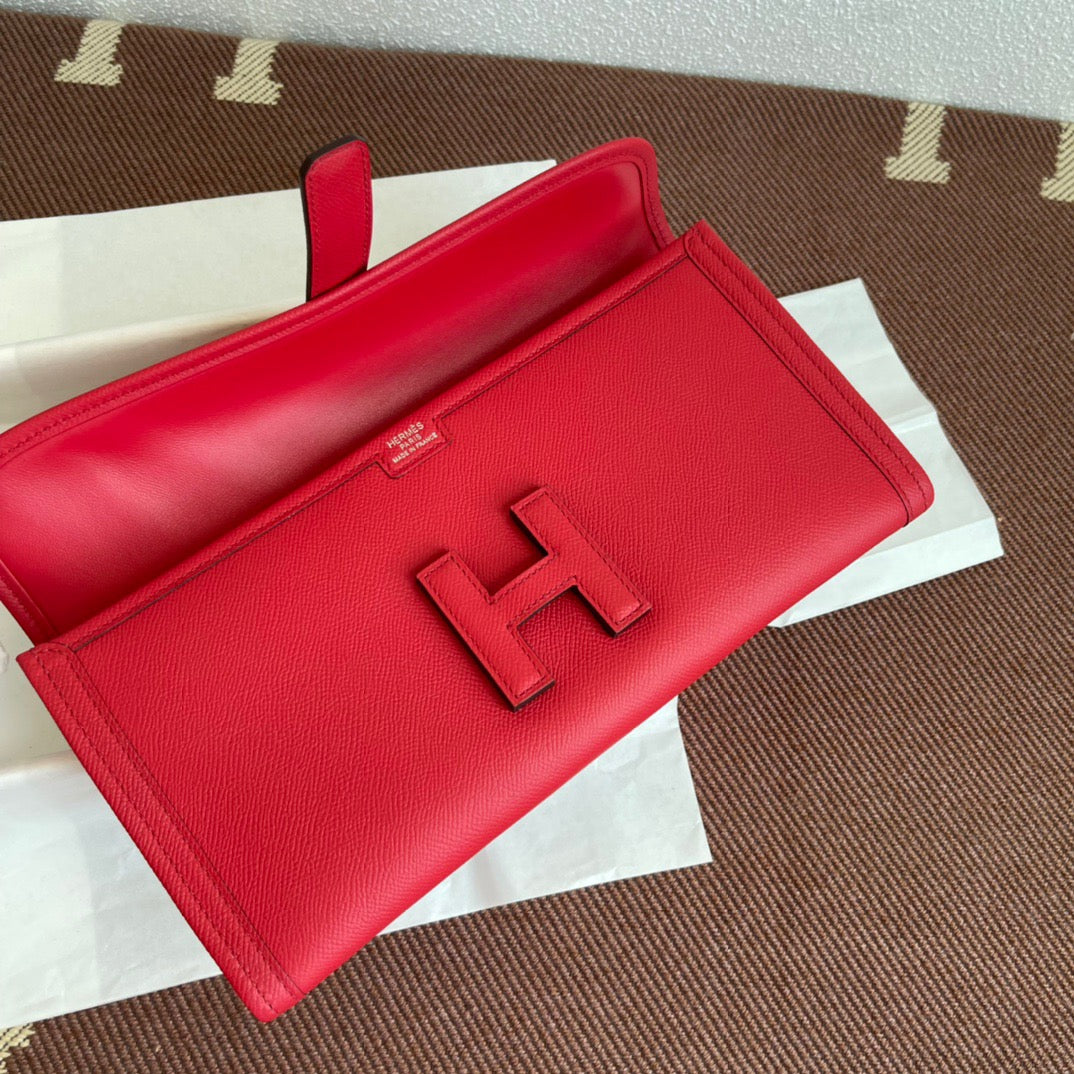 Hermes Jige Elan 29 Clutch Bag In Red Epsom Leather