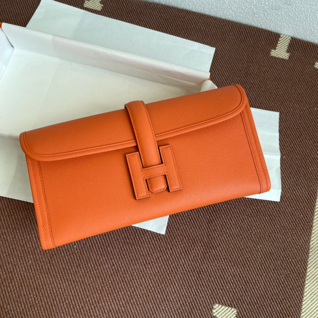 Hermes Jige Elan 29 Clutch Bag In Orange Epsom Leather