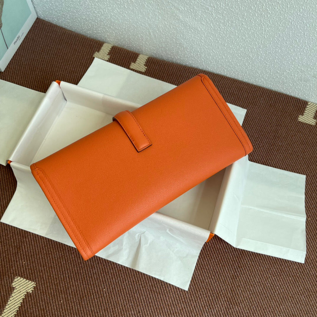 Hermes Jige Elan 29 Clutch Bag In Orange Epsom Leather