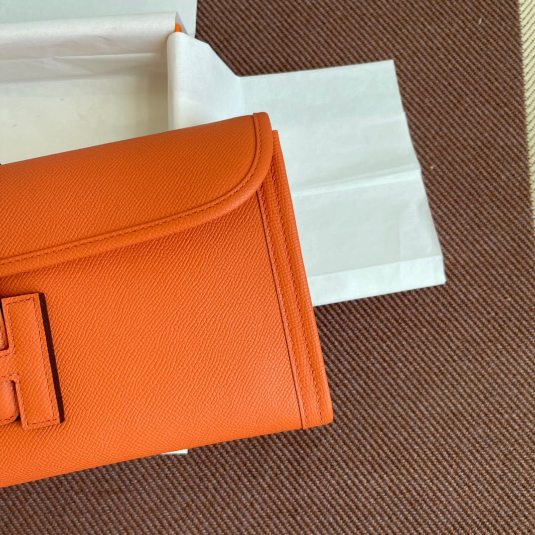 Hermes Jige Elan 29 Clutch Bag In Orange Epsom Leather