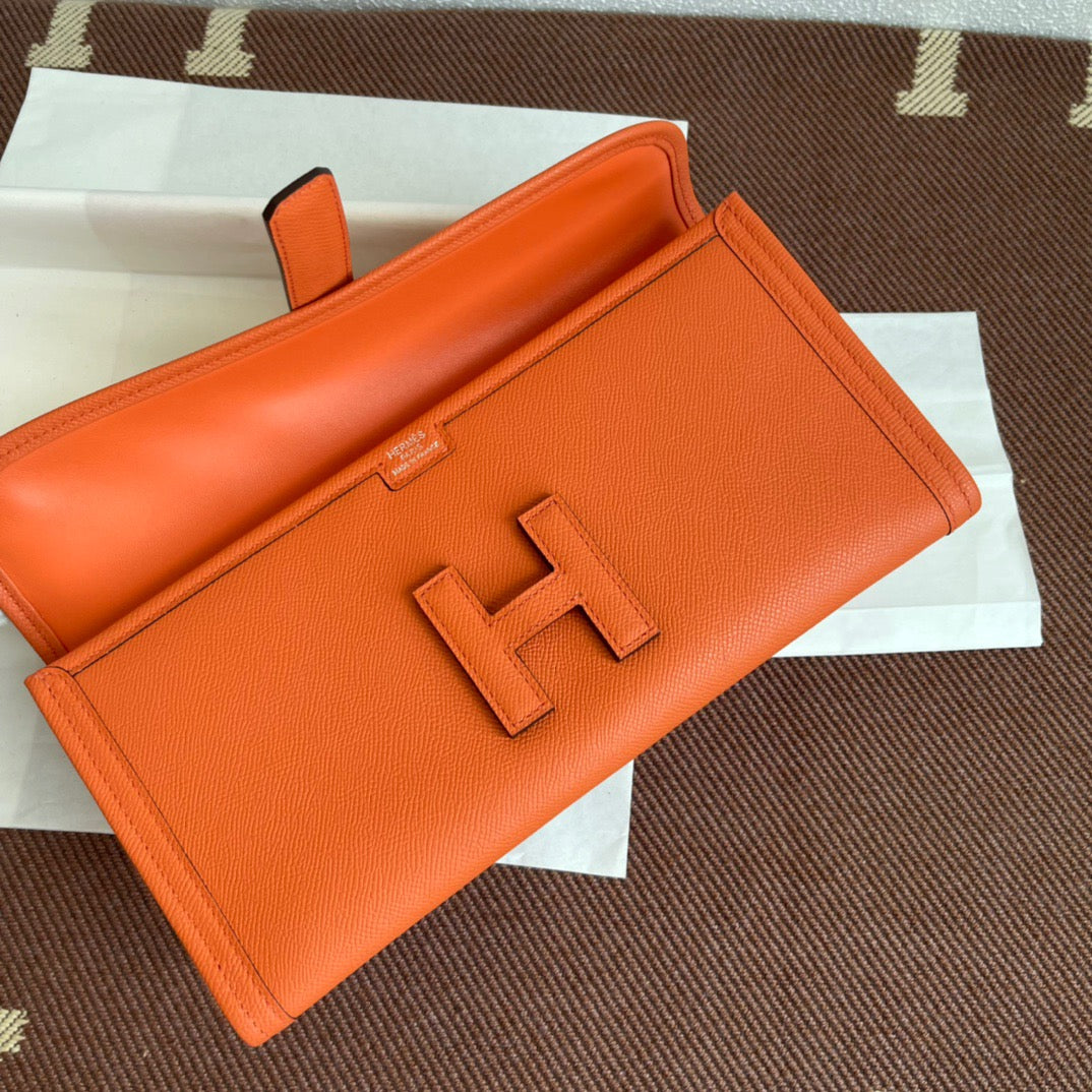 Hermes Jige Elan 29 Clutch Bag In Orange Epsom Leather