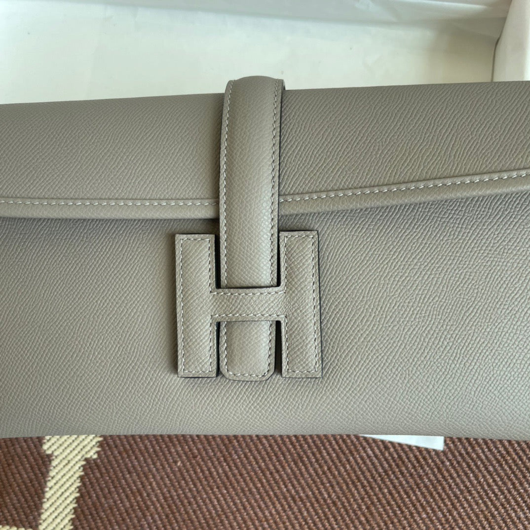 Hermes Jige Elan 29 Clutch Bag In Gris Asphalte Epsom Leather