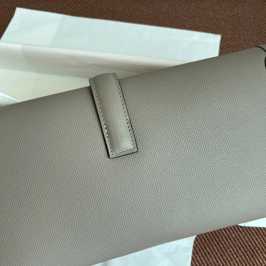 Hermes Jige Elan 29 Clutch Bag In Gris Asphalte Epsom Leather