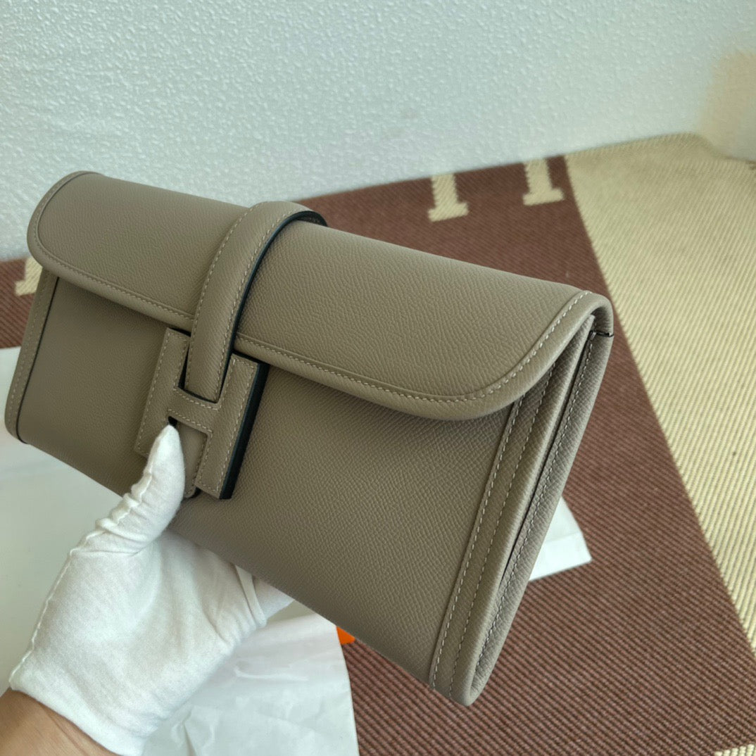 Hermes Jige Elan 29 Clutch Bag In Gris Asphalte Epsom Leather