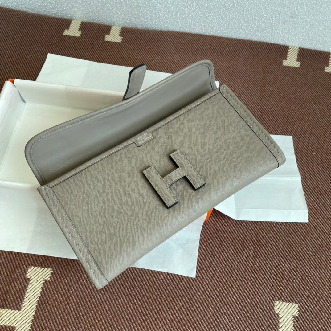 Hermes Jige Elan 29 Clutch Bag In Gris Asphalte Epsom Leather