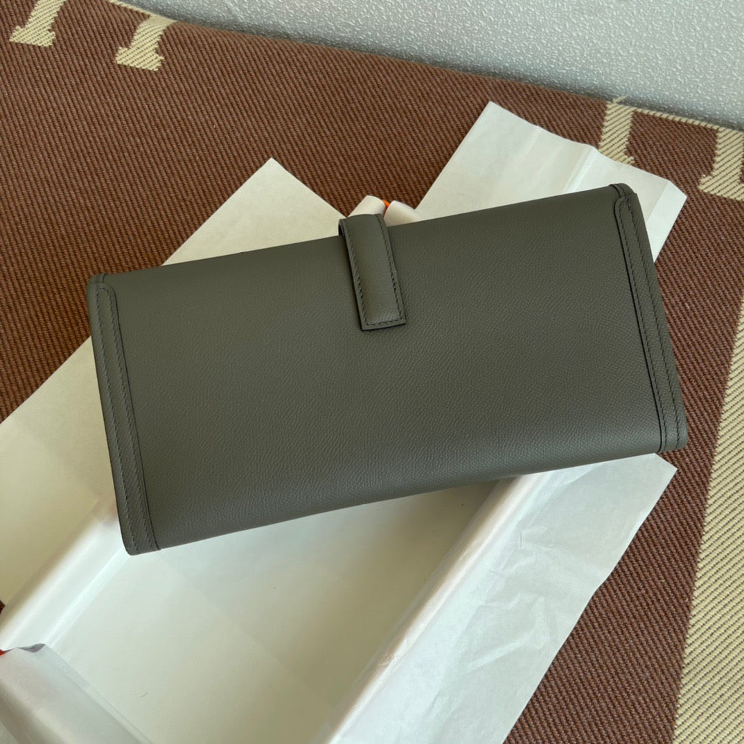 Hermes Jige Elan 29 Clutch Bag In 8F Etain Epsom Leather