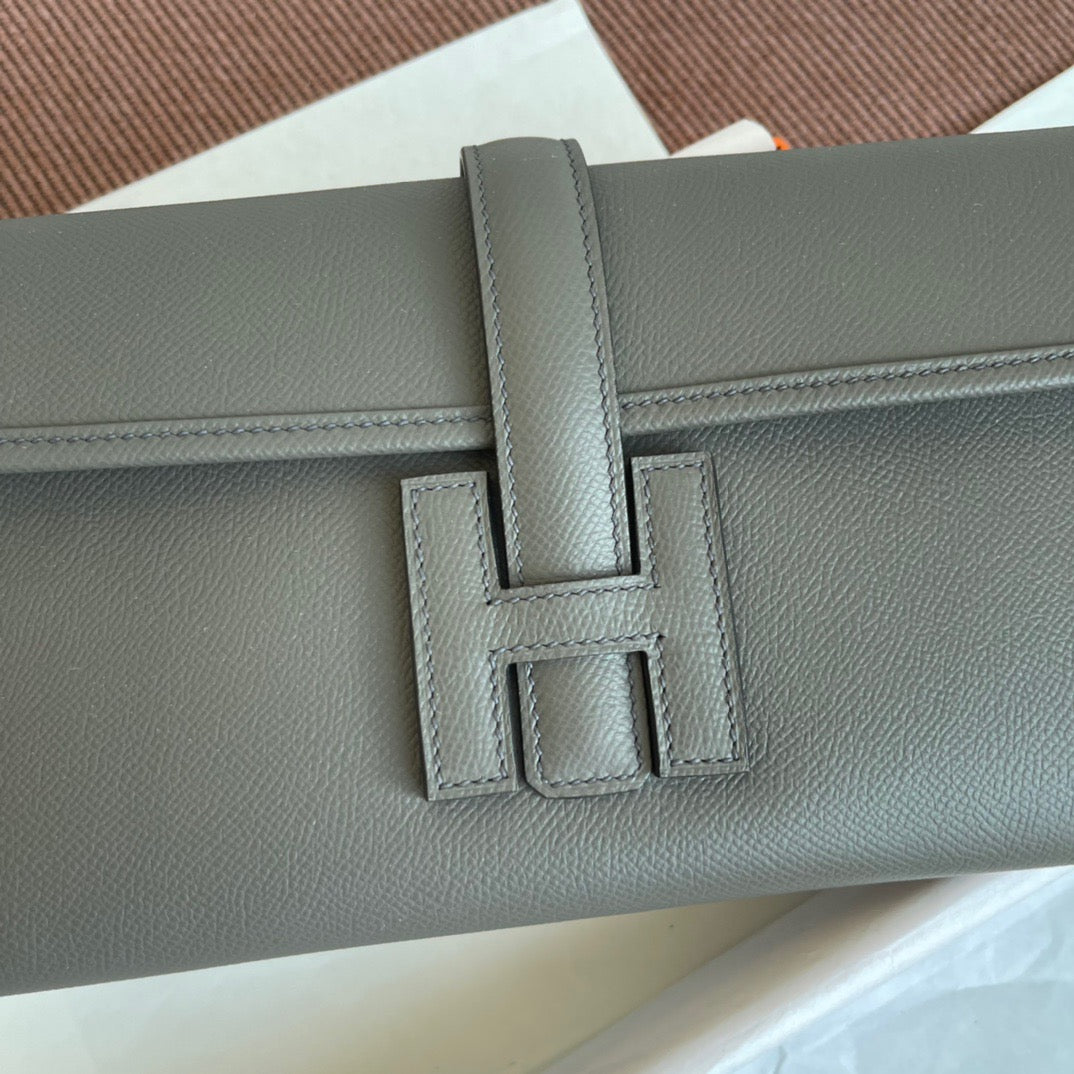 Hermes Jige Elan 29 Clutch Bag In 8F Etain Epsom Leather