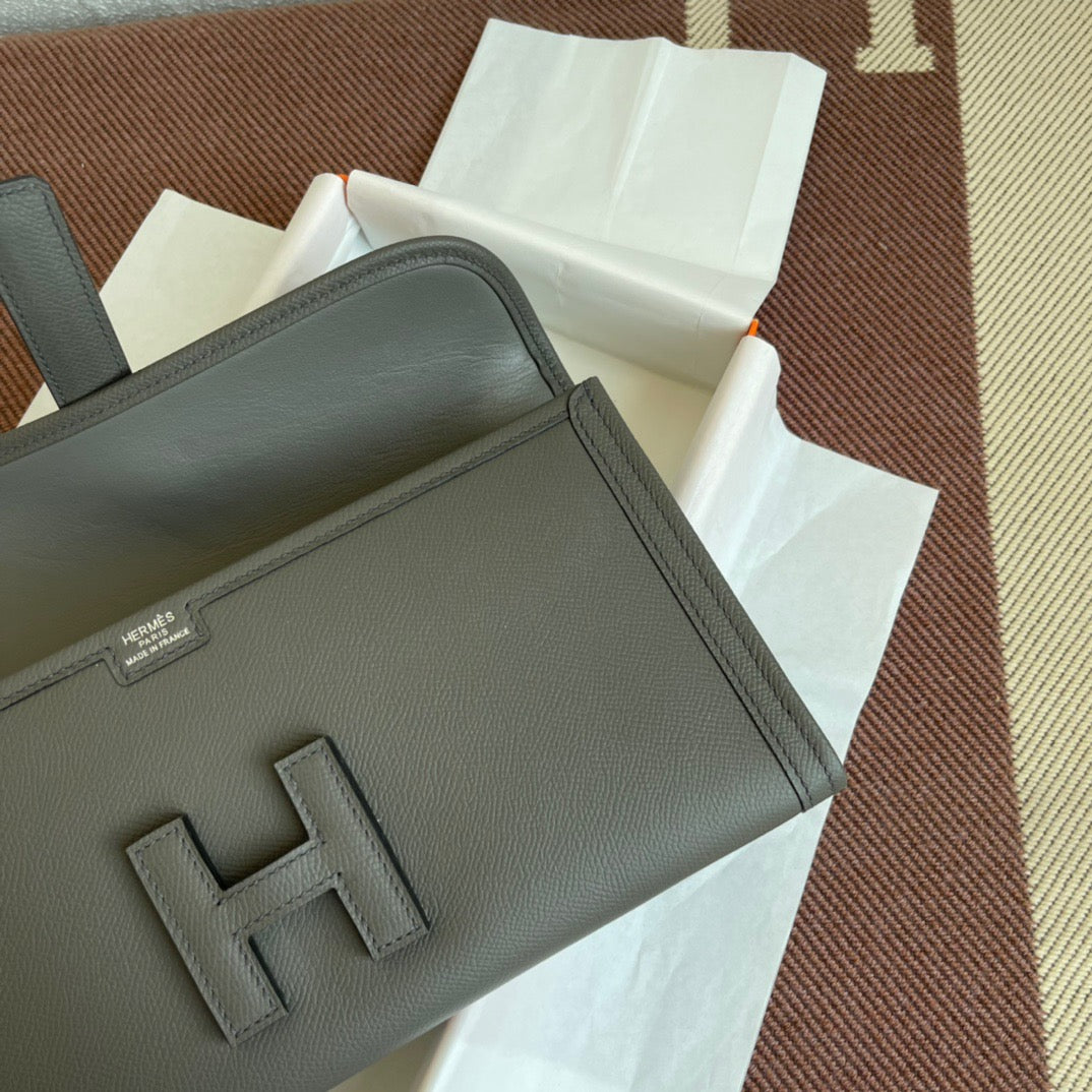 Hermes Jige Elan 29 Clutch Bag In 8F Etain Epsom Leather