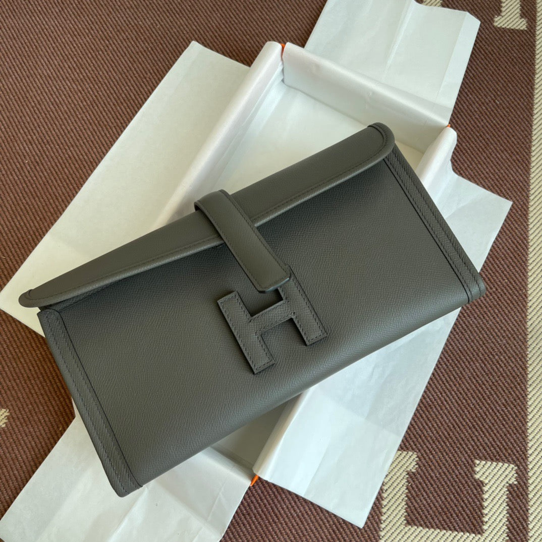 Hermes Jige Elan 29 Clutch Bag In 8F Etain Epsom Leather