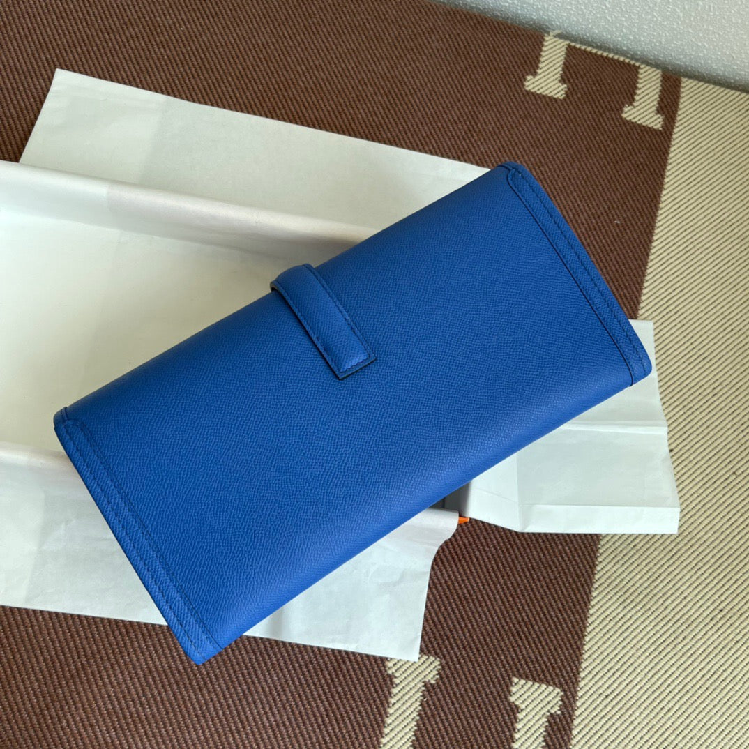 Hermes Jige Elan 29 Clutch Bag In Blue Electric Epsom Leather