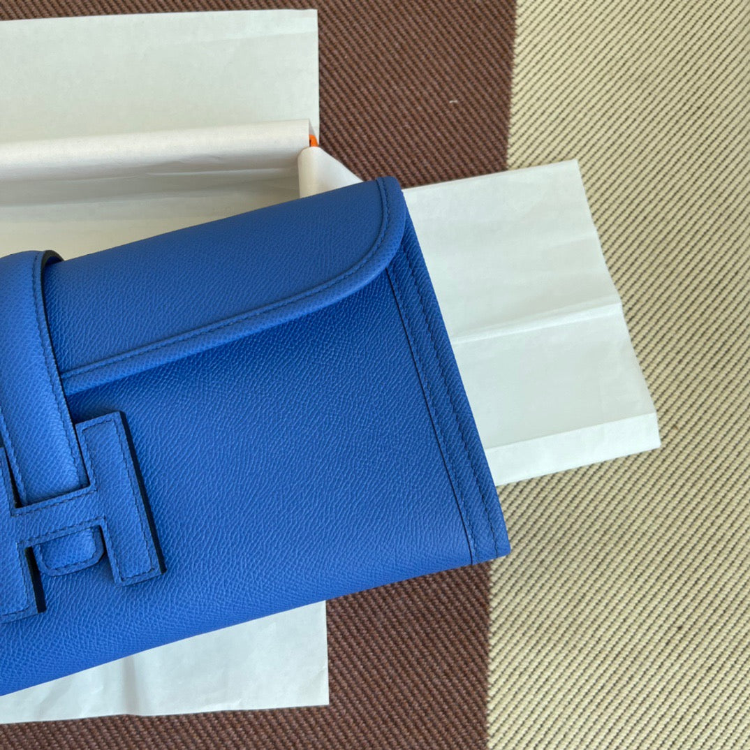 Hermes Jige Elan 29 Clutch Bag In Blue Electric Epsom Leather