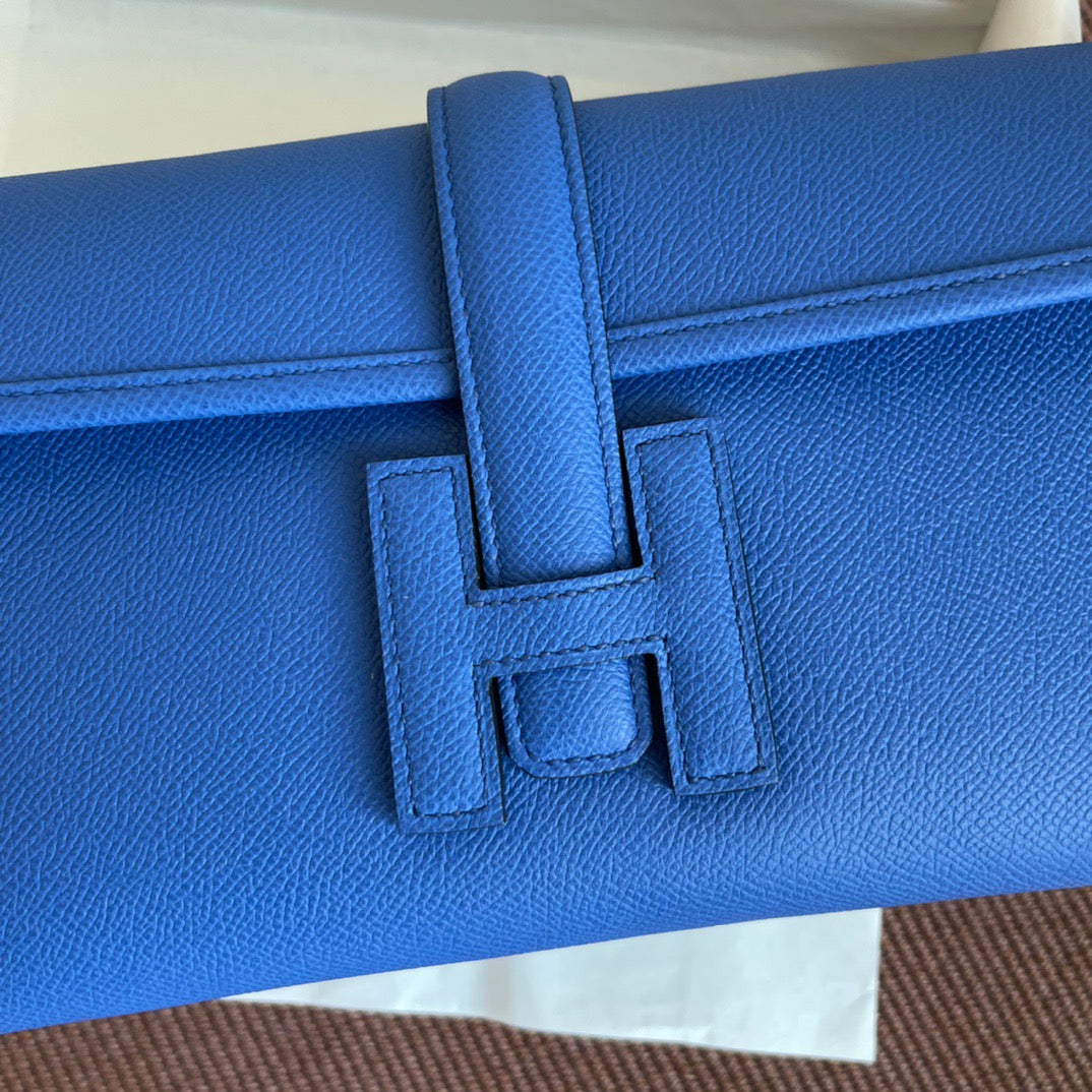 Hermes Jige Elan 29 Clutch Bag In Blue Electric Epsom Leather