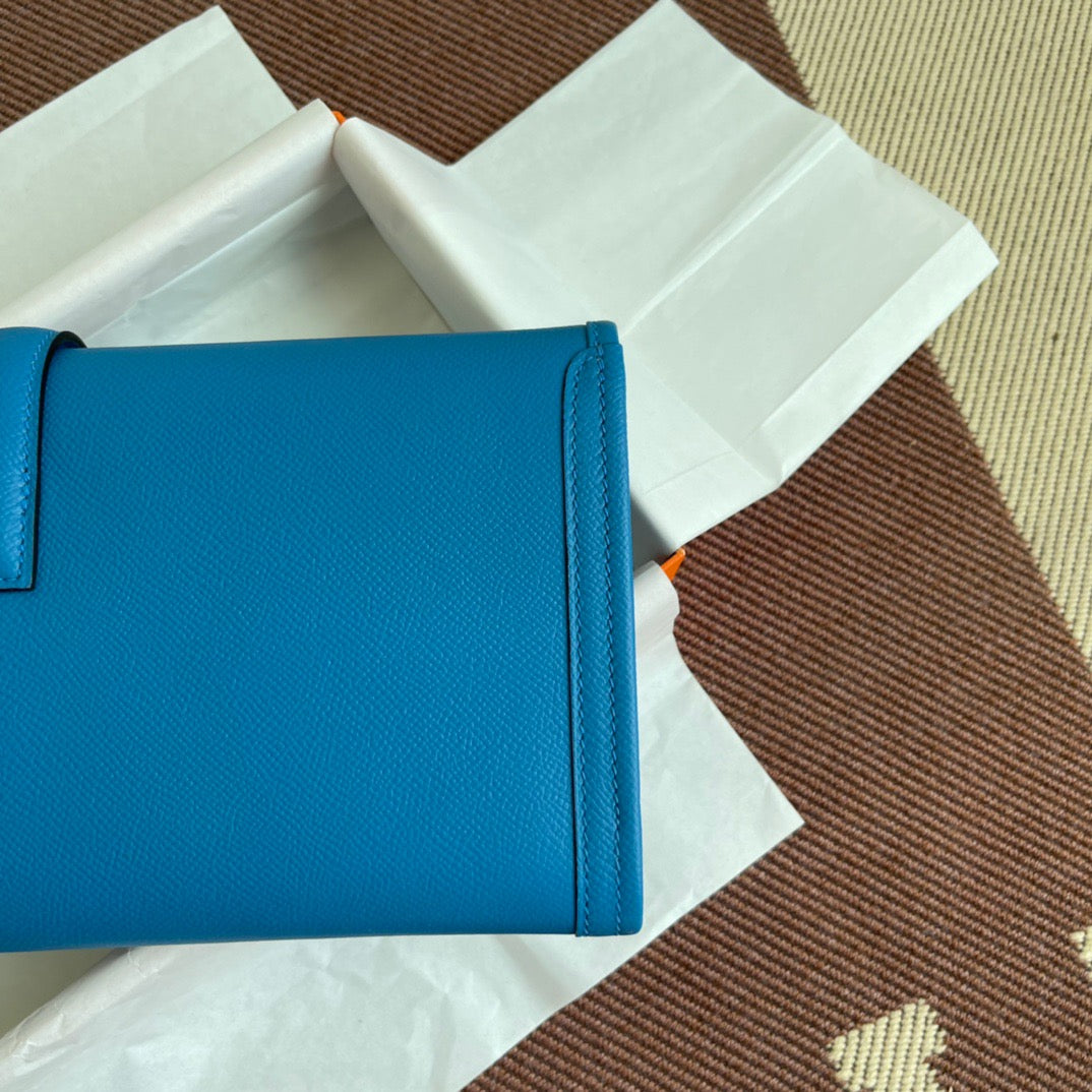 Hermes Jige Elan 29 Clutch Bag In Blue Hydra Epsom Leather