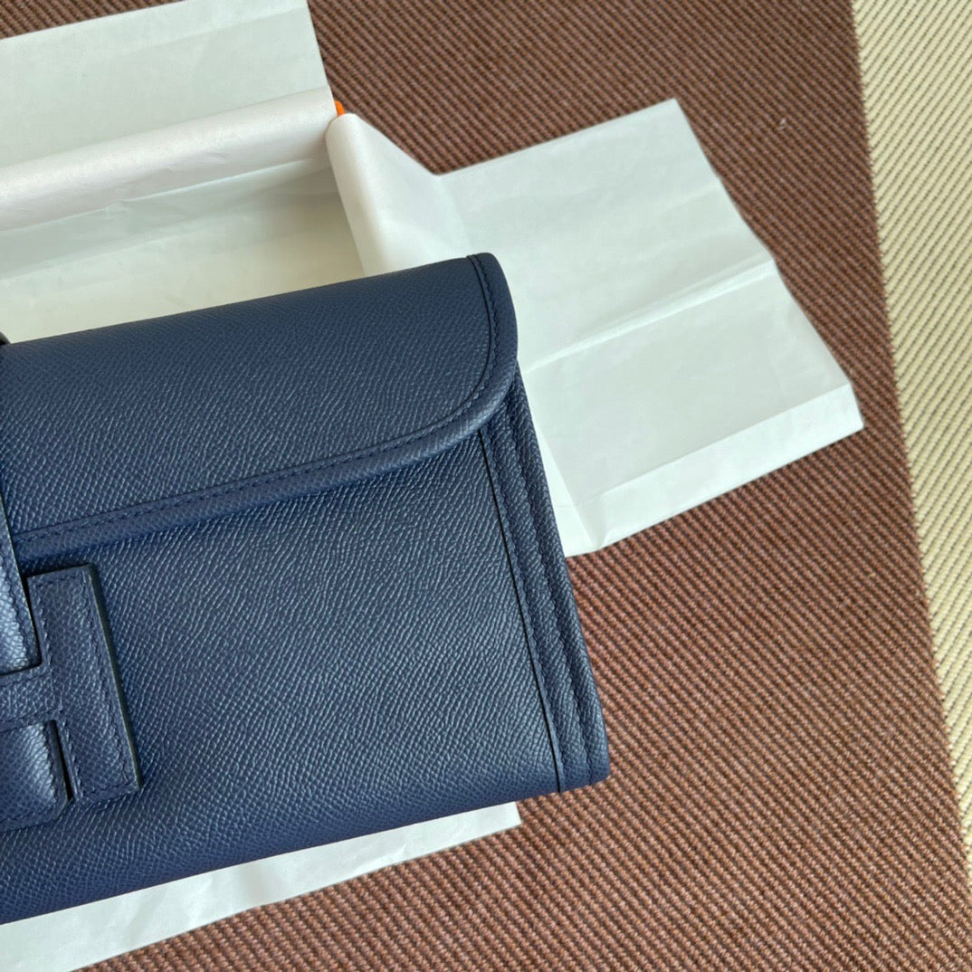 Hermes Jige Elan 29 Clutch Bag In Dark Blue Epsom Leather