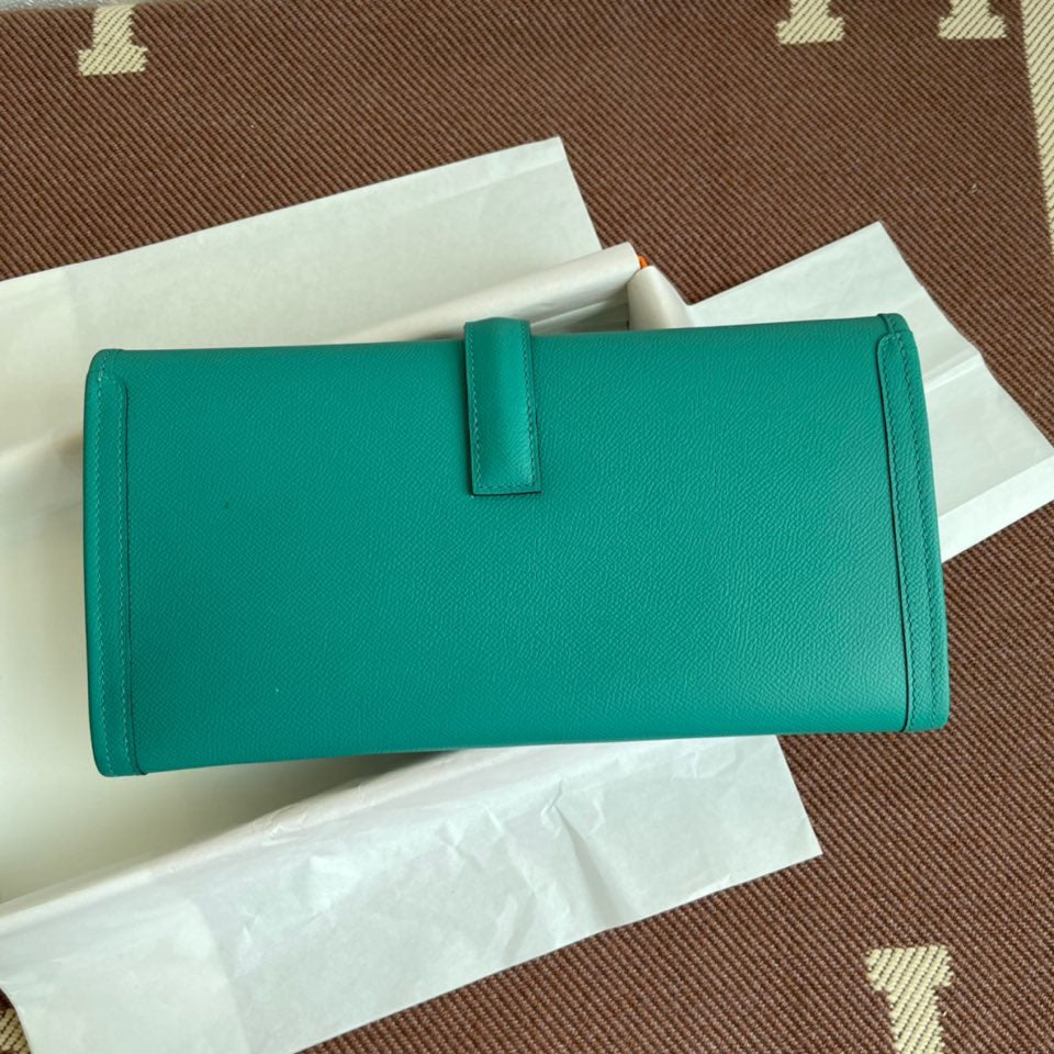 Hermes Jige Elan 29 Clutch Bag In 7F Blue Paon Epsom Leather