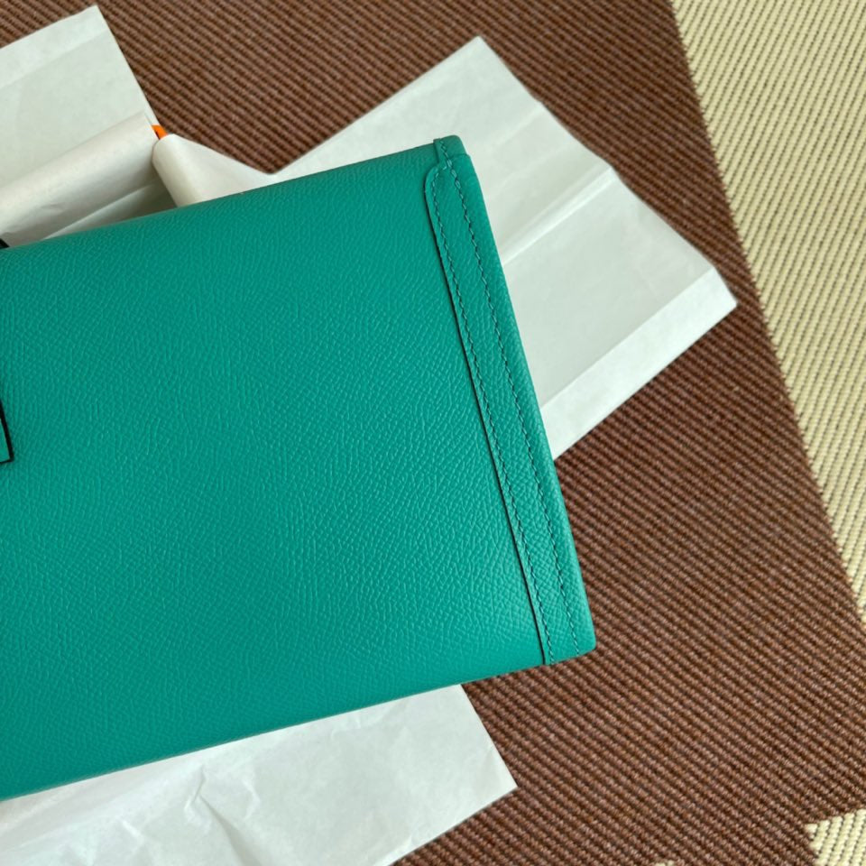 Hermes Jige Elan 29 Clutch Bag In 7F Blue Paon Epsom Leather