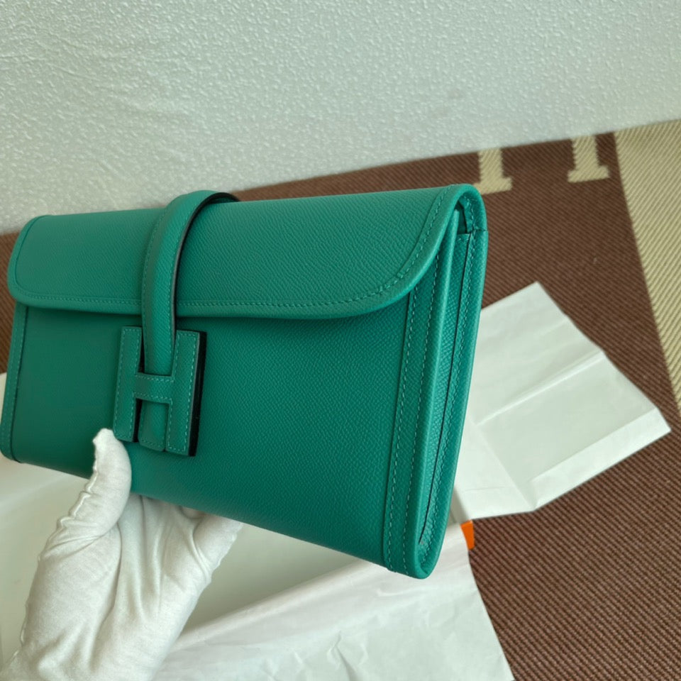 Hermes Jige Elan 29 Clutch Bag In 7F Blue Paon Epsom Leather