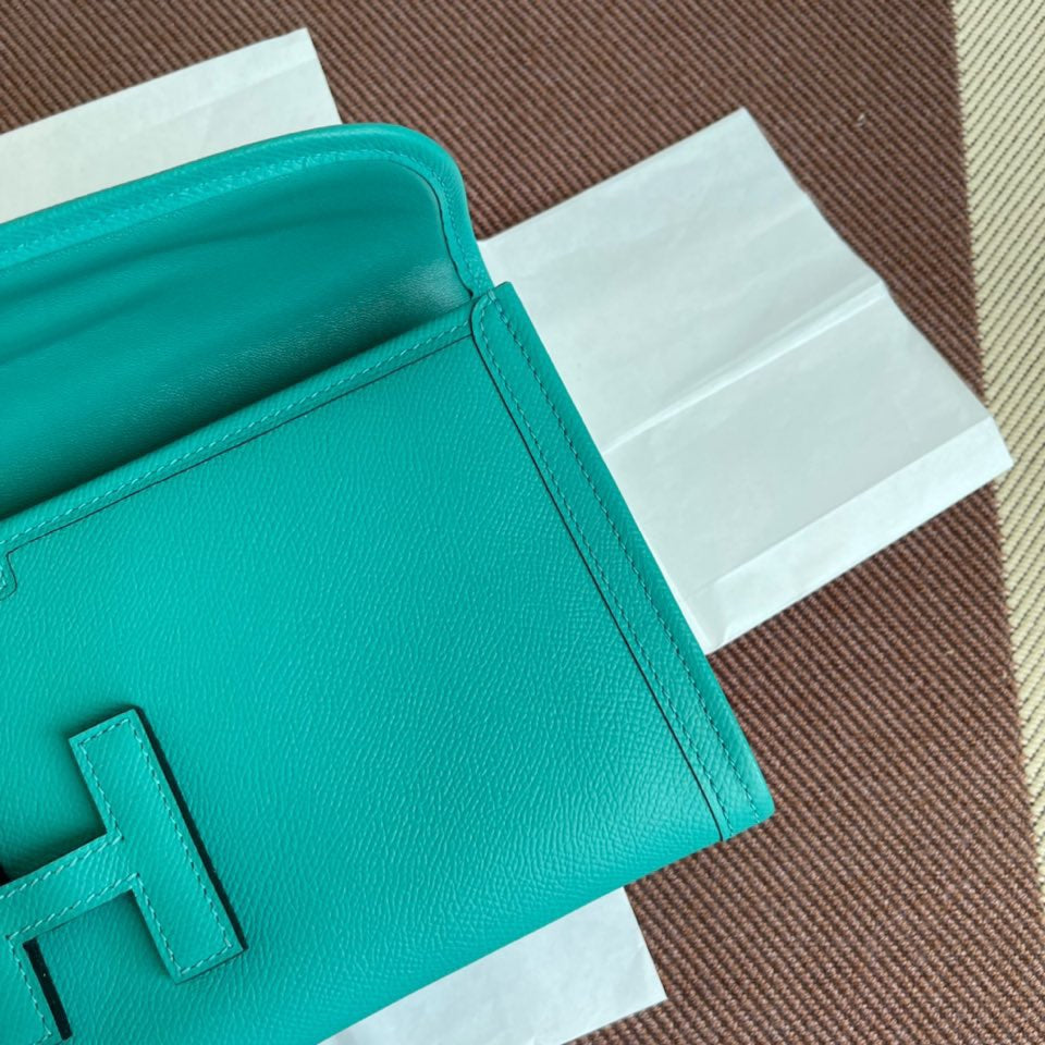 Hermes Jige Elan 29 Clutch Bag In 7F Blue Paon Epsom Leather