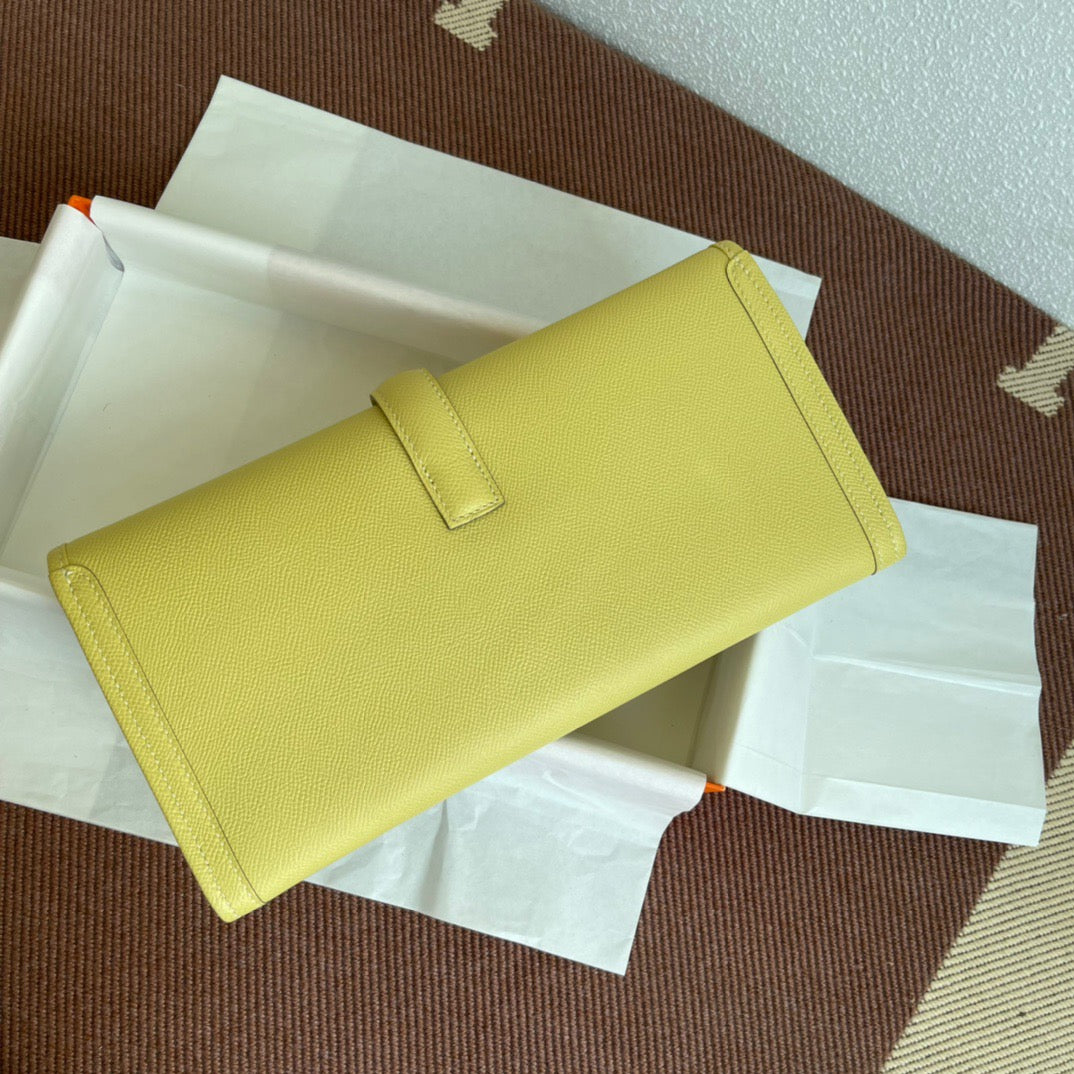 Hermes Jige Elan 29 Clutch Bag In Jaune Poussin  Epsom Leather