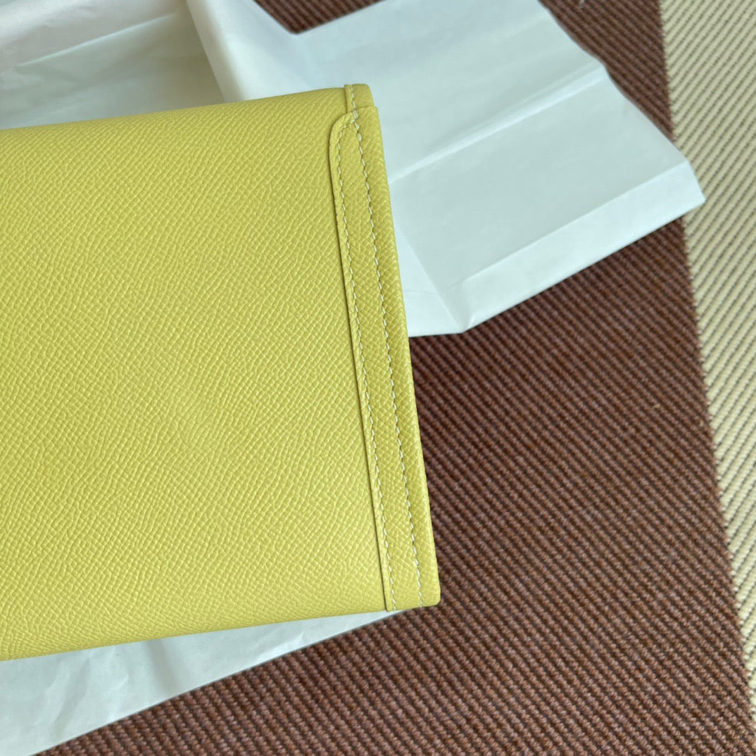 Hermes Jige Elan 29 Clutch Bag In Jaune Poussin  Epsom Leather