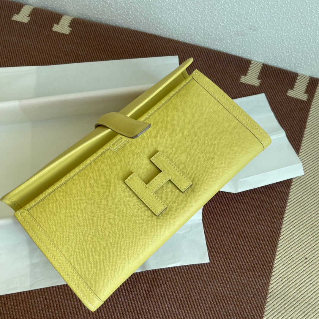 Hermes Jige Elan 29 Clutch Bag In Jaune Poussin  Epsom Leather