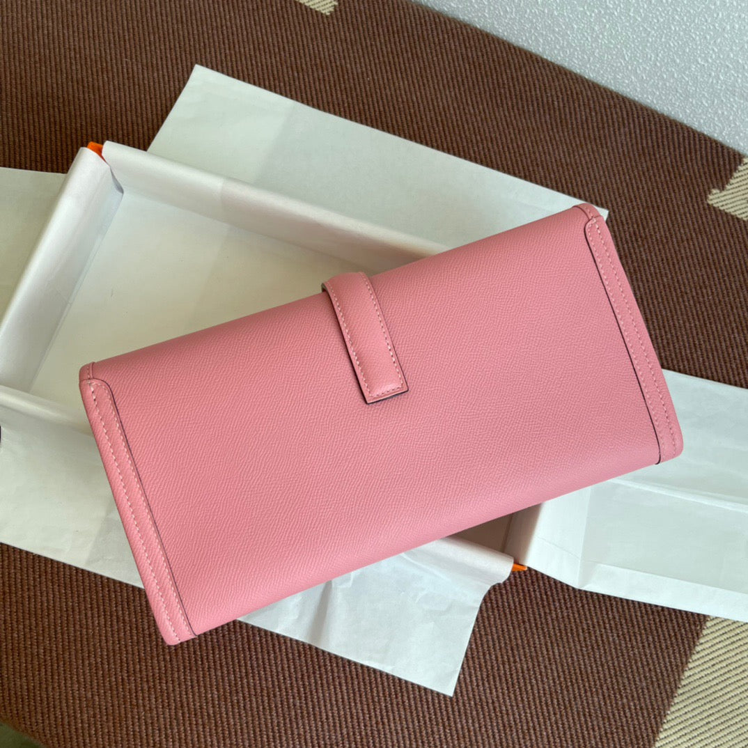 Hermes Jige Elan 29 Clutch Bag In Rose Confetti Epsom Leather