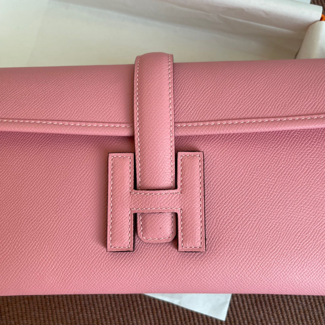 Hermes Jige Elan 29 Clutch Bag In Rose Confetti Epsom Leather