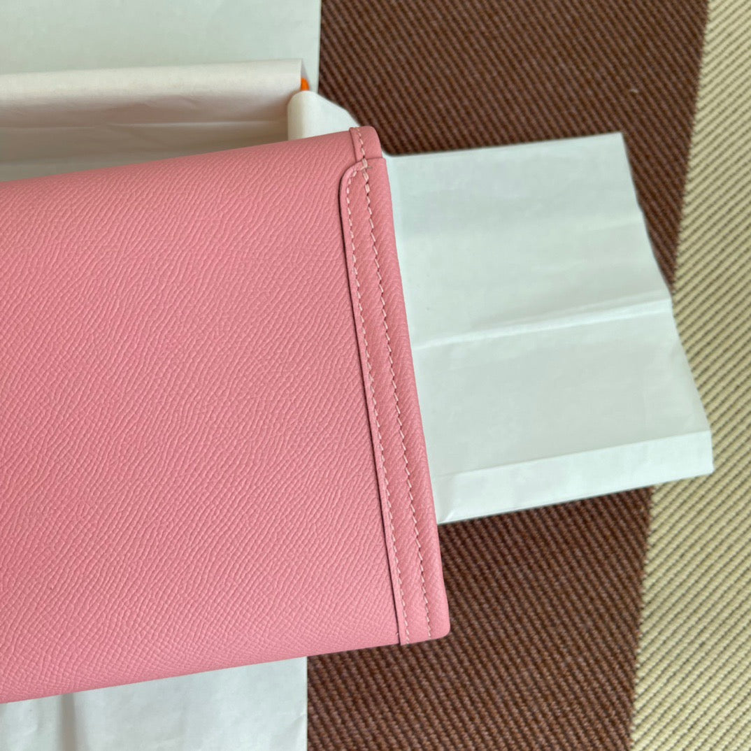 Hermes Jige Elan 29 Clutch Bag In Rose Confetti Epsom Leather