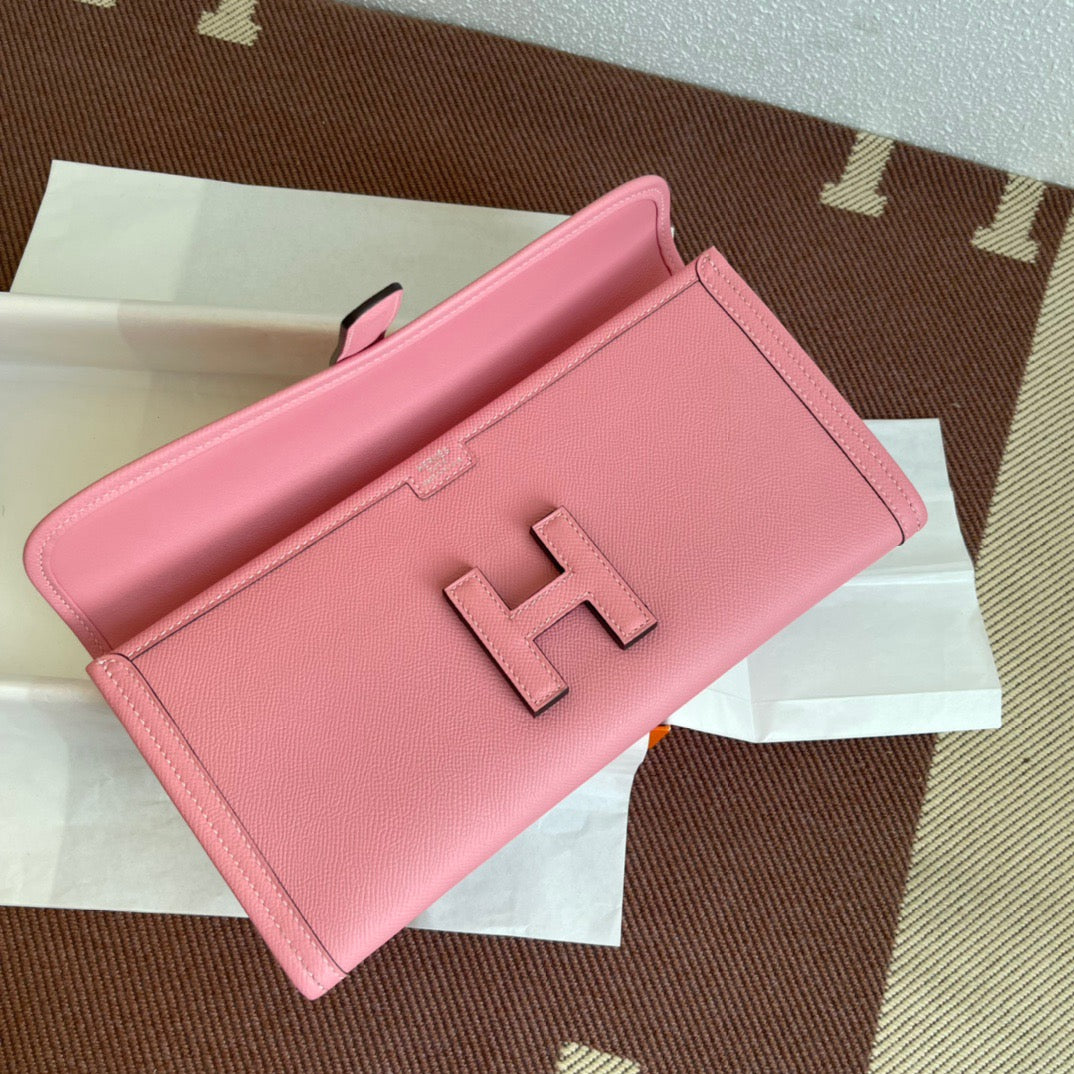 Hermes Jige Elan 29 Clutch Bag In Rose Confetti Epsom Leather