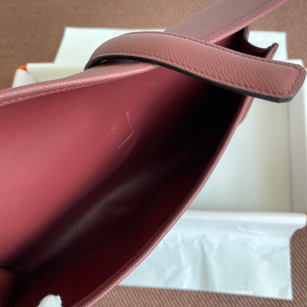 Hermes Jige Elan 29 Clutch Bag In Burgundy Epsom Leather