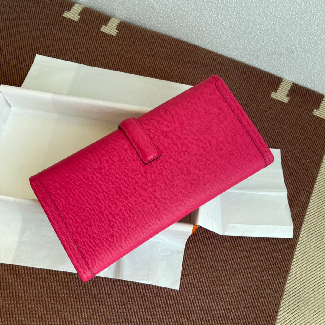 Hermes Jige Elan 29 Clutch Bag In Rose Red  Epsom Leather