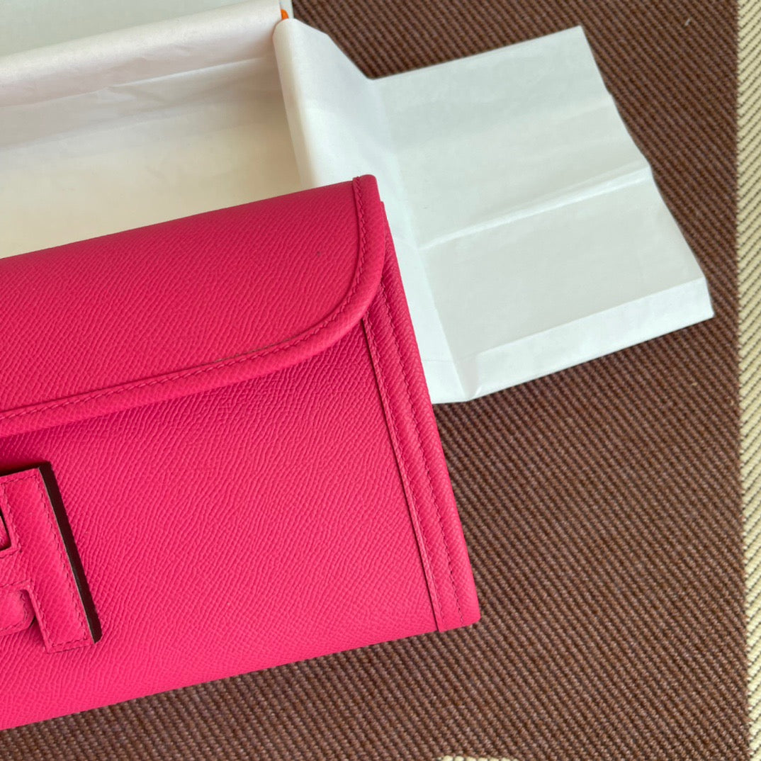 Hermes Jige Elan 29 Clutch Bag In Rose Red  Epsom Leather