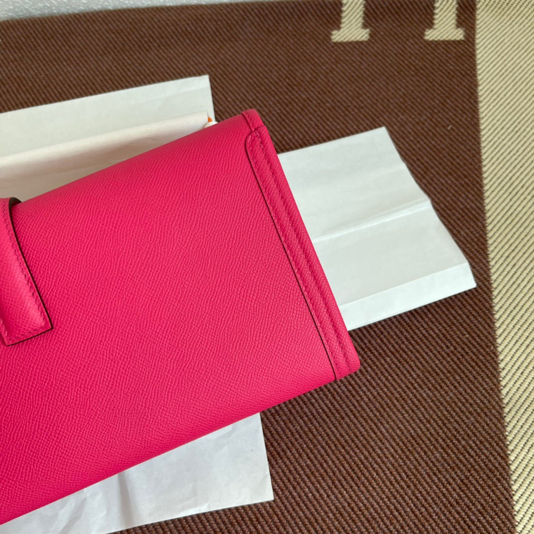 Hermes Jige Elan 29 Clutch Bag In Rose Red  Epsom Leather