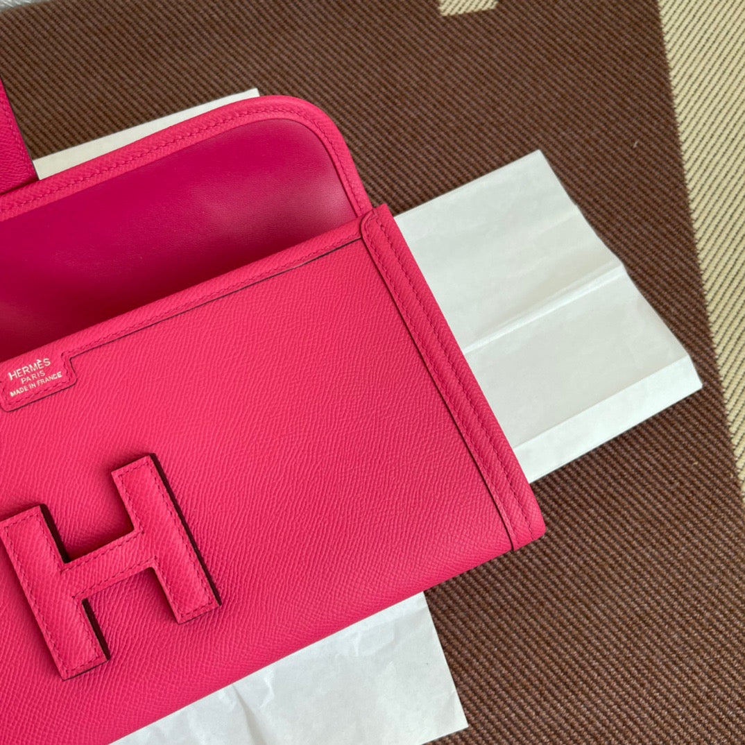 Hermes Jige Elan 29 Clutch Bag In Rose Red  Epsom Leather