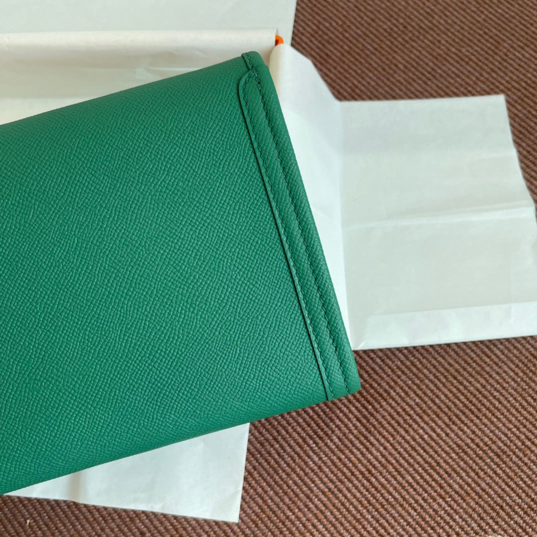 Hermes Jige Elan 29 Clutch Bag In Malachite Epsom Leather