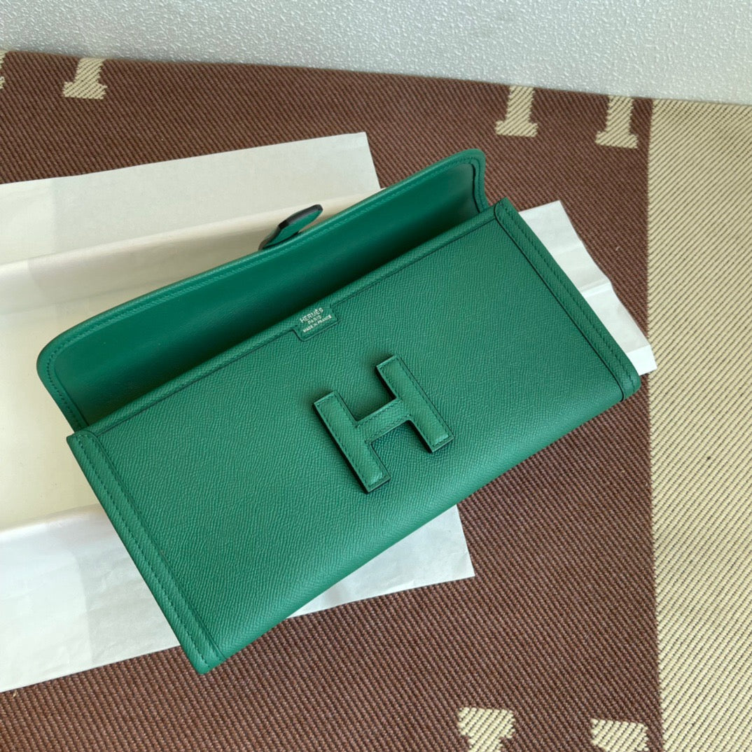 Hermes Jige Elan 29 Clutch Bag In Malachite Epsom Leather