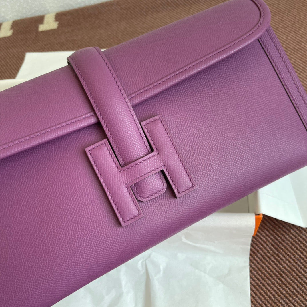 Hermes Jige Elan 29 Clutch Bag In Anemone Epsom Leather