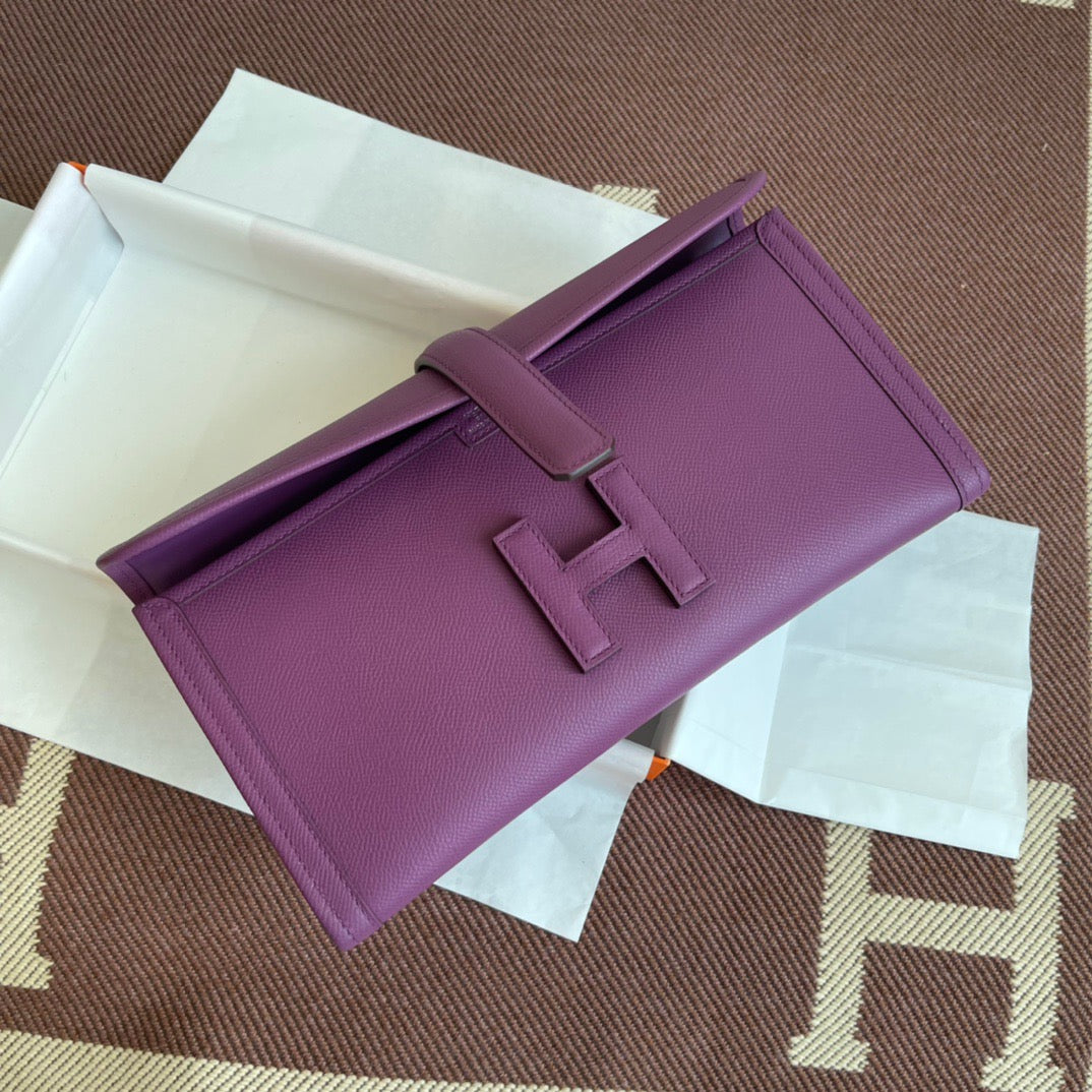 Hermes Jige Elan 29 Clutch Bag In Anemone Epsom Leather