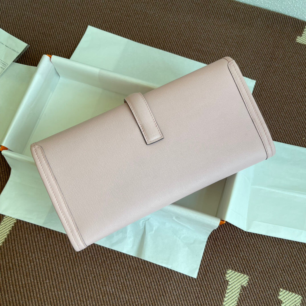 Hermes Jige Elan 29 Clutch Bag In Pink Epsom Leather