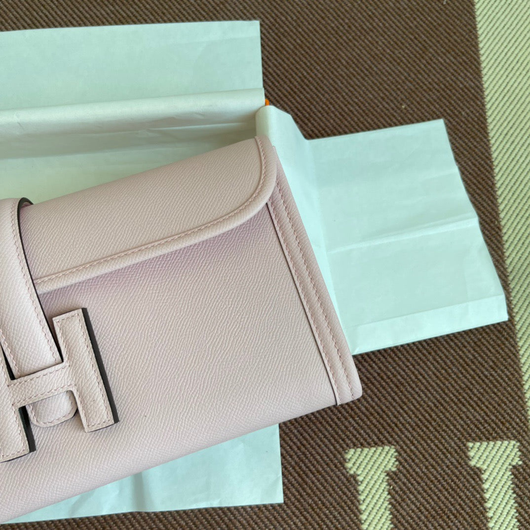 Hermes Jige Elan 29 Clutch Bag In Pink Epsom Leather