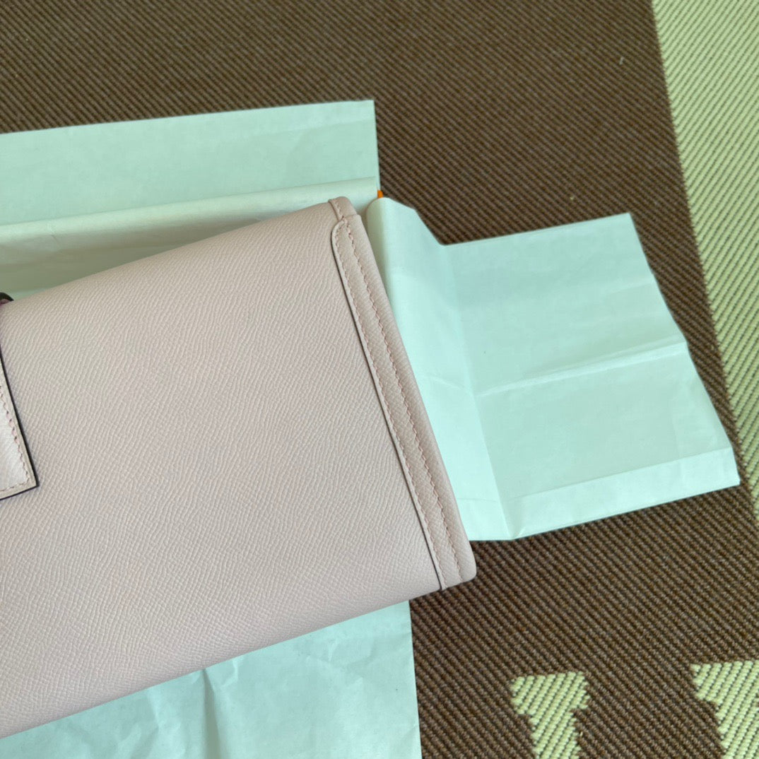 Hermes Jige Elan 29 Clutch Bag In Pink Epsom Leather