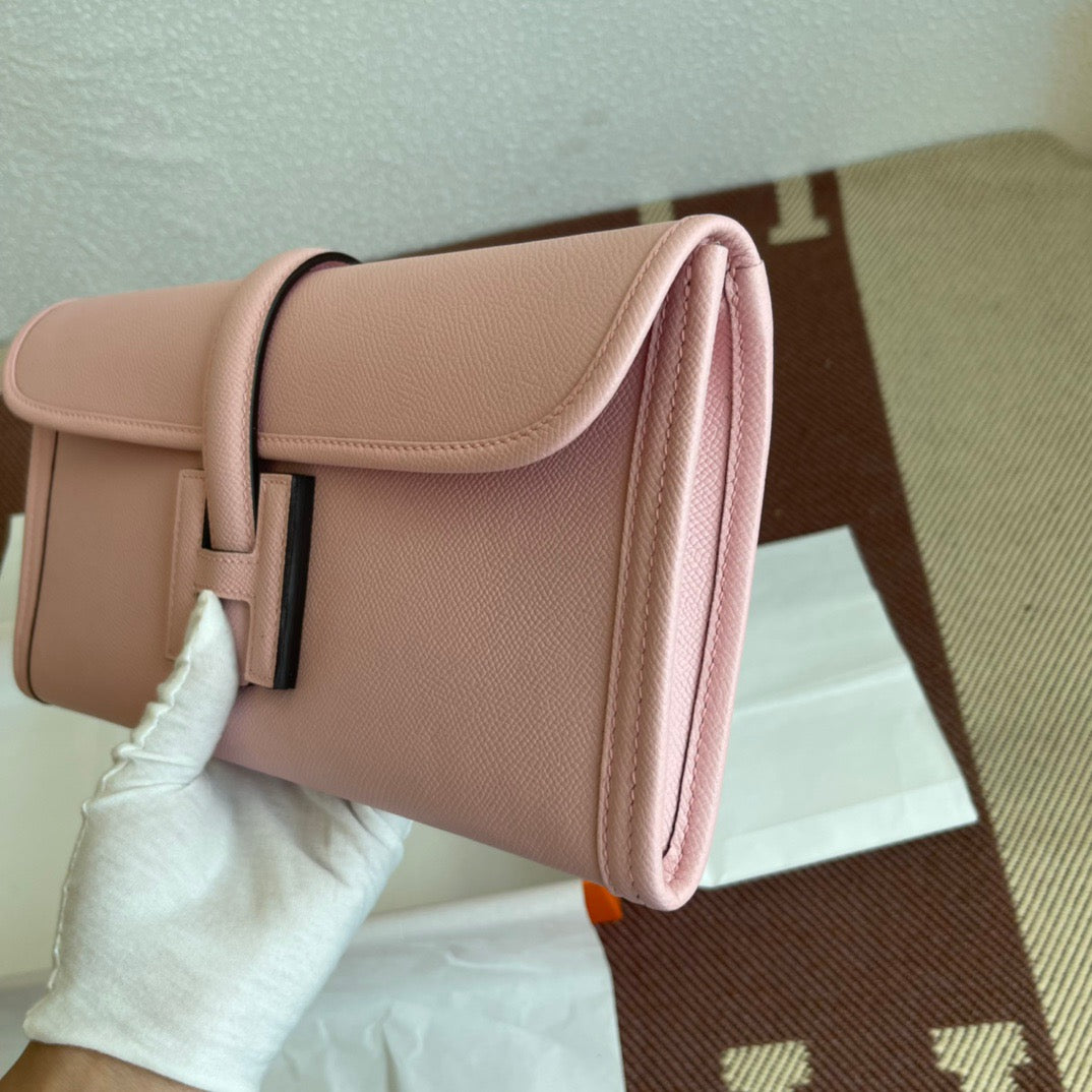 Hermes Jige Elan 29 Clutch Bag In Pink Epsom Leather