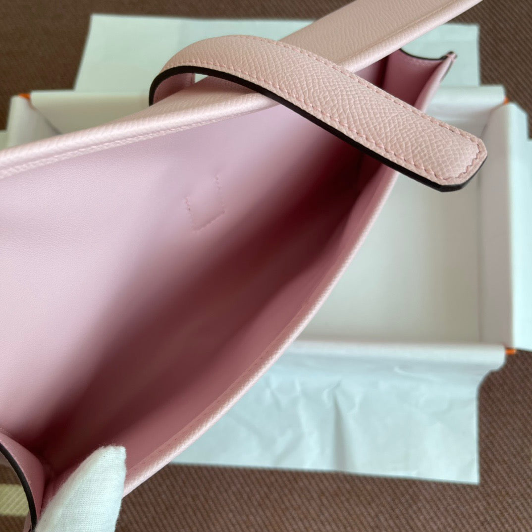 Hermes Jige Elan 29 Clutch Bag In Pink Epsom Leather