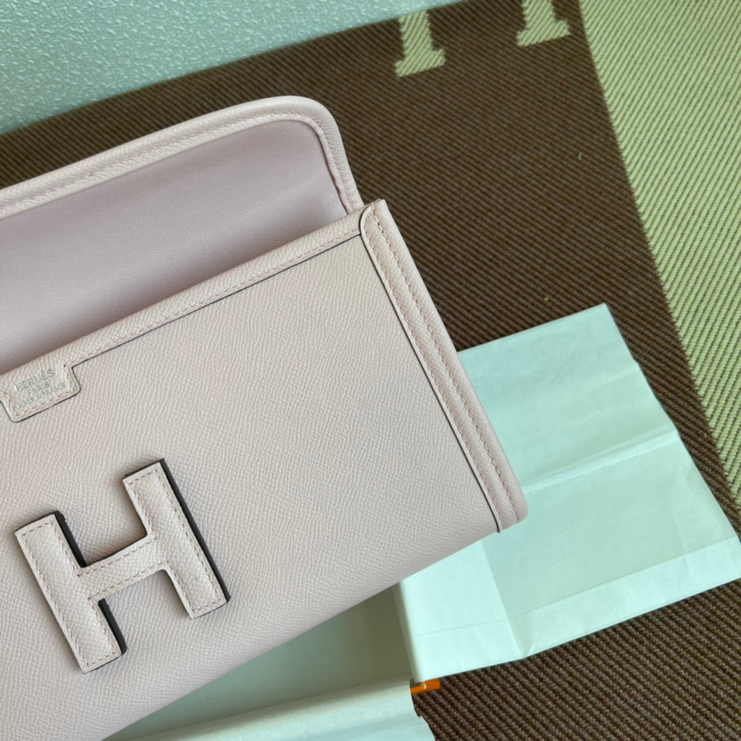 Hermes Jige Elan 29 Clutch Bag In Pink Epsom Leather