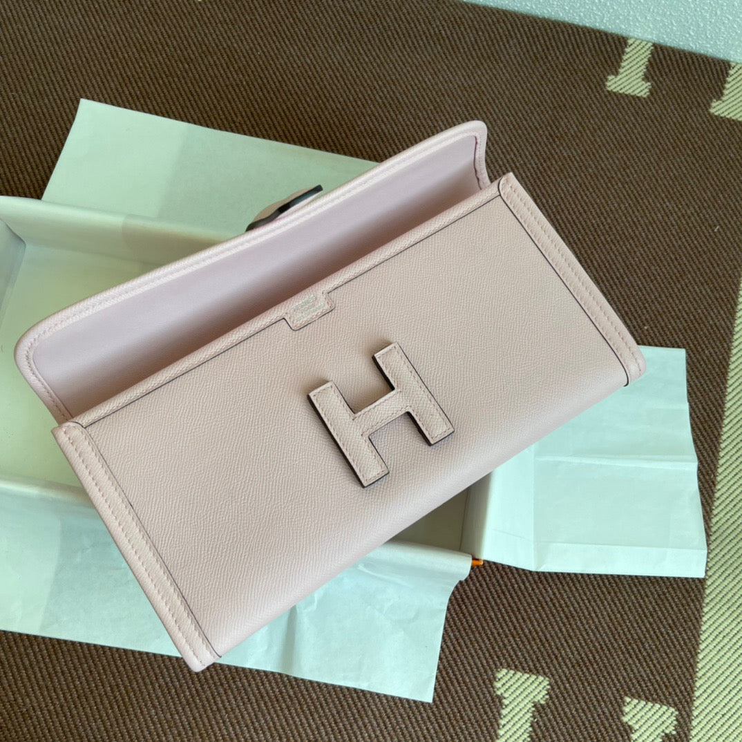 Hermes Jige Elan 29 Clutch Bag In Pink Epsom Leather