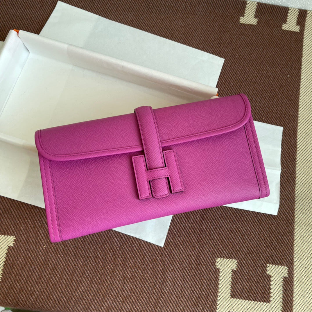 Hermes Jige Elan 29 Clutch Bag In Rose Purple Epsom Leather